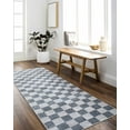 thumbnail image 1 of Hauteloom Alia Contemporary Checkered Runner Rug - Modern Geometric Bordered Carpet for Hallway - Checkboard Design - Square Tiles - Contemporary - Blue, Gray - 2'7" x 7'3", 1 of 19