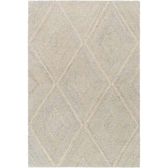 Hauteloom Alick Boho Diamond Hand Tufted Wool Natural Fiber Soft Large Area Rug - Traditional Trellis Carpet for Living Room, Bedroom, Dining Room - Cream, Sage - 8' x 10' (8x10 Area Rug)