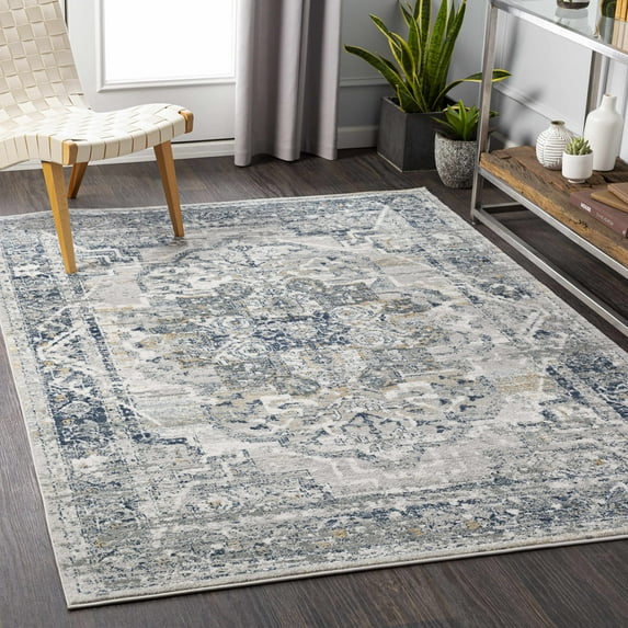 Hauteloom Allerton Living Room, Bedroom Area Rug - Traditional - Beige, Gray, Blue - 7'10" x 10'