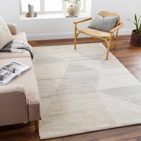 Hauteloom Almas Living Room, Bedroom Area Rug - Farmhouse - Modern Abstract Geometric Carpet - High Pile - Brown, Gray, Beige, Cream - 7'10" x 10'