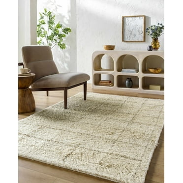 Hauteloom Alodie Wool Living Room, Bedroom Area Rug - Bohemian, Transitional - High Pile - Brick Red, Tan, Light Wood - 18" x 18" Sample