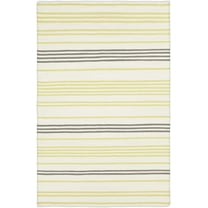 Hauteloom Aloma Wool Living Room, Bedroom Area Rug - Solid & Striped - Peach, Olive, Charcoal - 2' x 3'