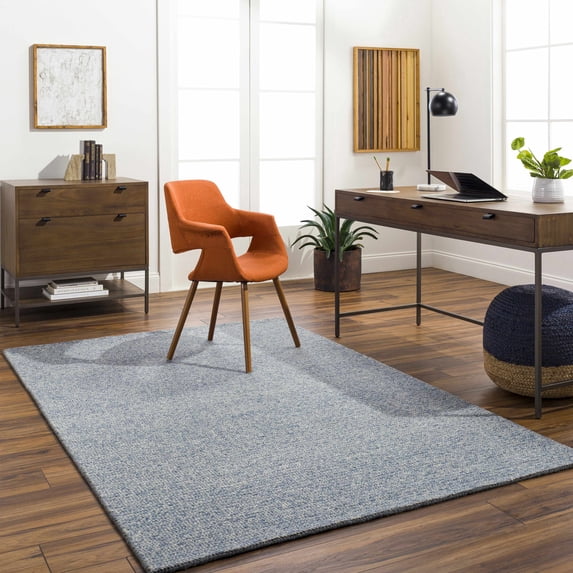Hauteloom Alyra Wool Living Room, Bedroom Area Rug - Contemporary - Beige, Blue - 2' x 3'
