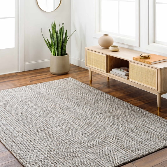 Hauteloom Amara Recycled Material Living Room, Bedroom Area Rug - Contemporary - Lambswool, Black White, Multi Brown - 2' x 3'