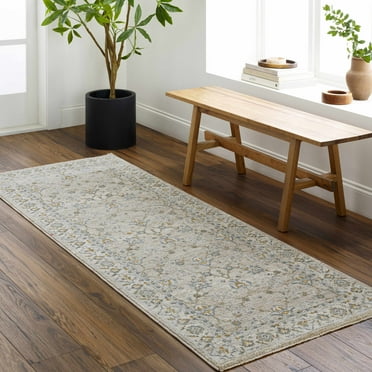 Hauteloom Amaru Hallway, Kitchen Runner Rug - Gray, Ivory, Green - 2'7" x 10'