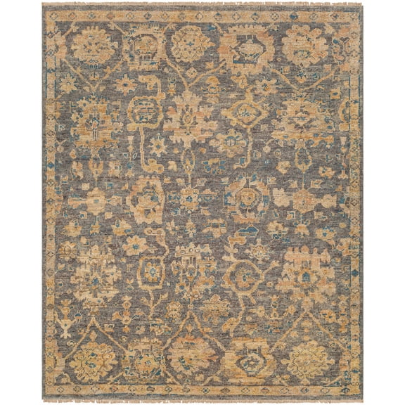 Hauteloom Amazu Wool Living Room, Bedroom Area Rug - Traditional - Charcoal, Gray, Tan - 6' x 9'