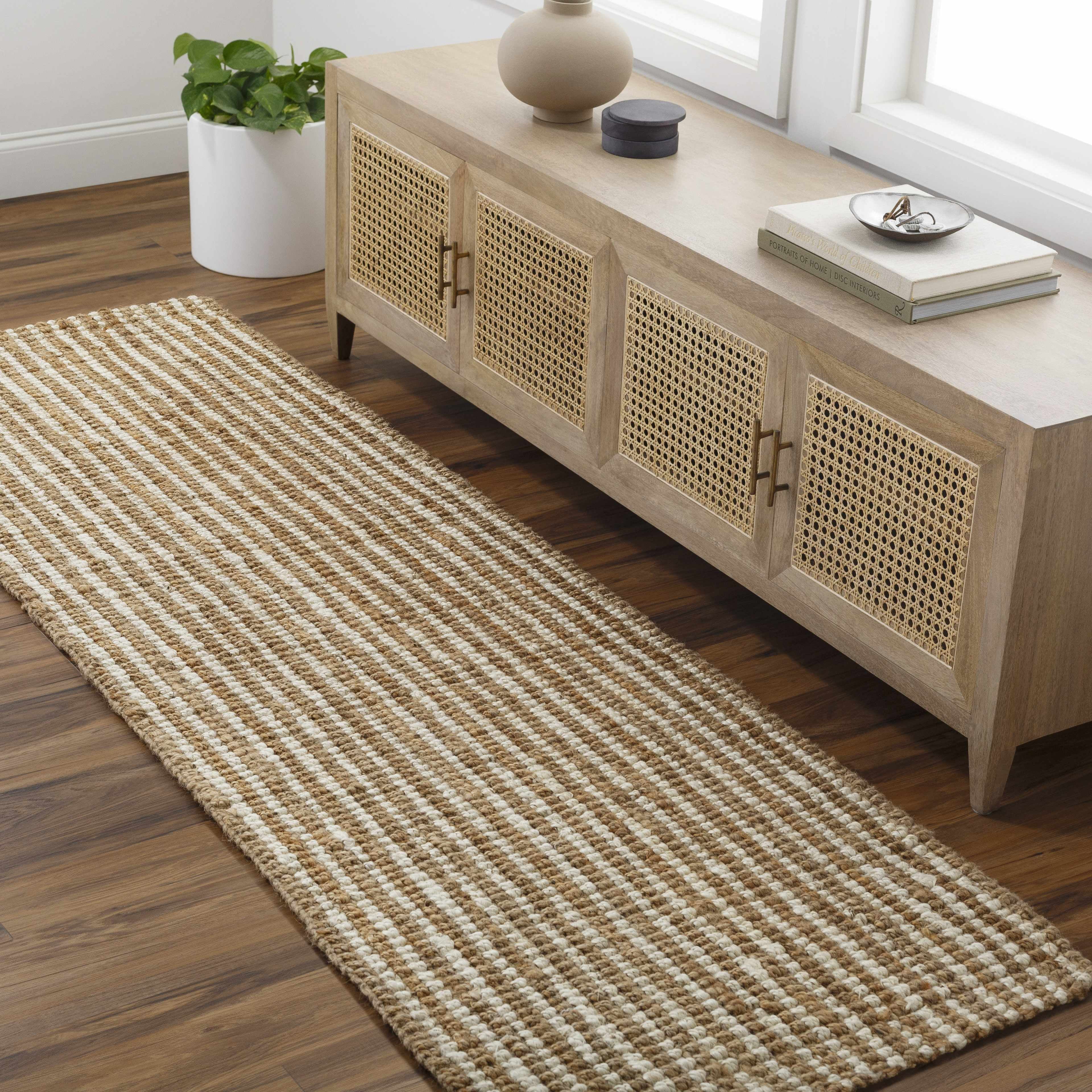 Kerala Sunrise Ivory Stripe Jute Rug 8' Round 