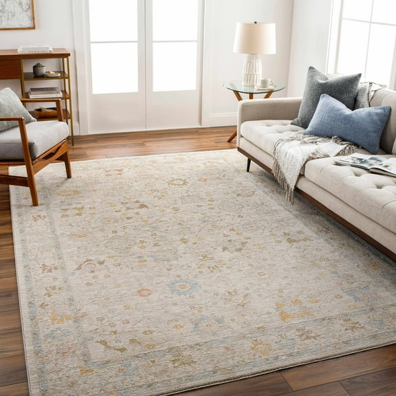 Hauteloom Amina Living Room, Bedroom Area Rug - Gray, Yellow - 5' x 7'5"