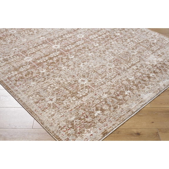 Hauteloom Ammiel Living Room, Bedroom Area Rug - Traditional - Tan, Cream, Dark Red - 5' x 7'9"