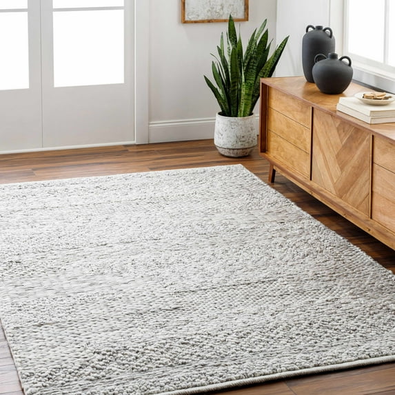 Hauteloom Amon Recycled Material Living Room, Bedroom Area Rug - Contemporary - Natural Gray, Dark Gray, Cloud Gray - 12' x 15'