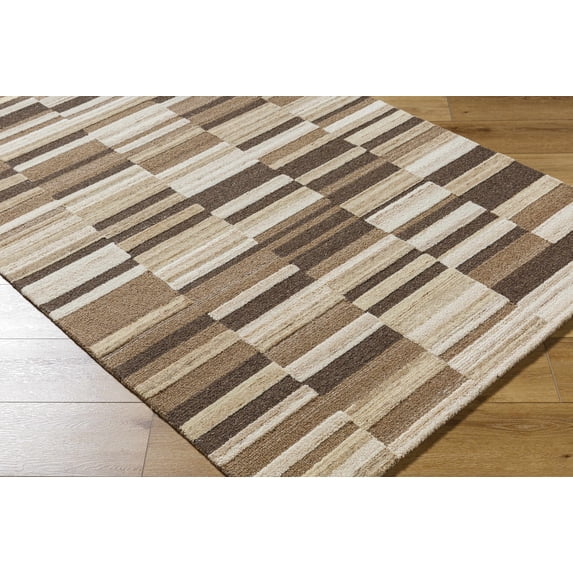 Hauteloom Amrita Wool Living Room, Bedroom Area Rug - Traditional, Transitional - Beige, Taupe, Light Brown - 5' x 7'6"