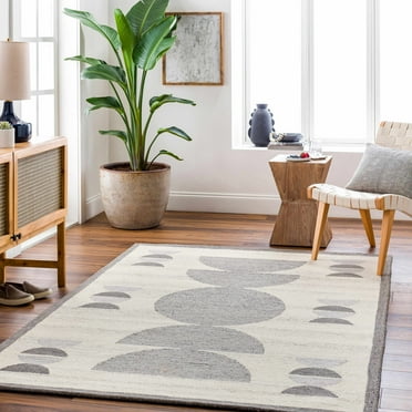 Hauteloom Anahi Wool Living Room, Bedroom Area Rug - Beige, Gray - 2' x 3'