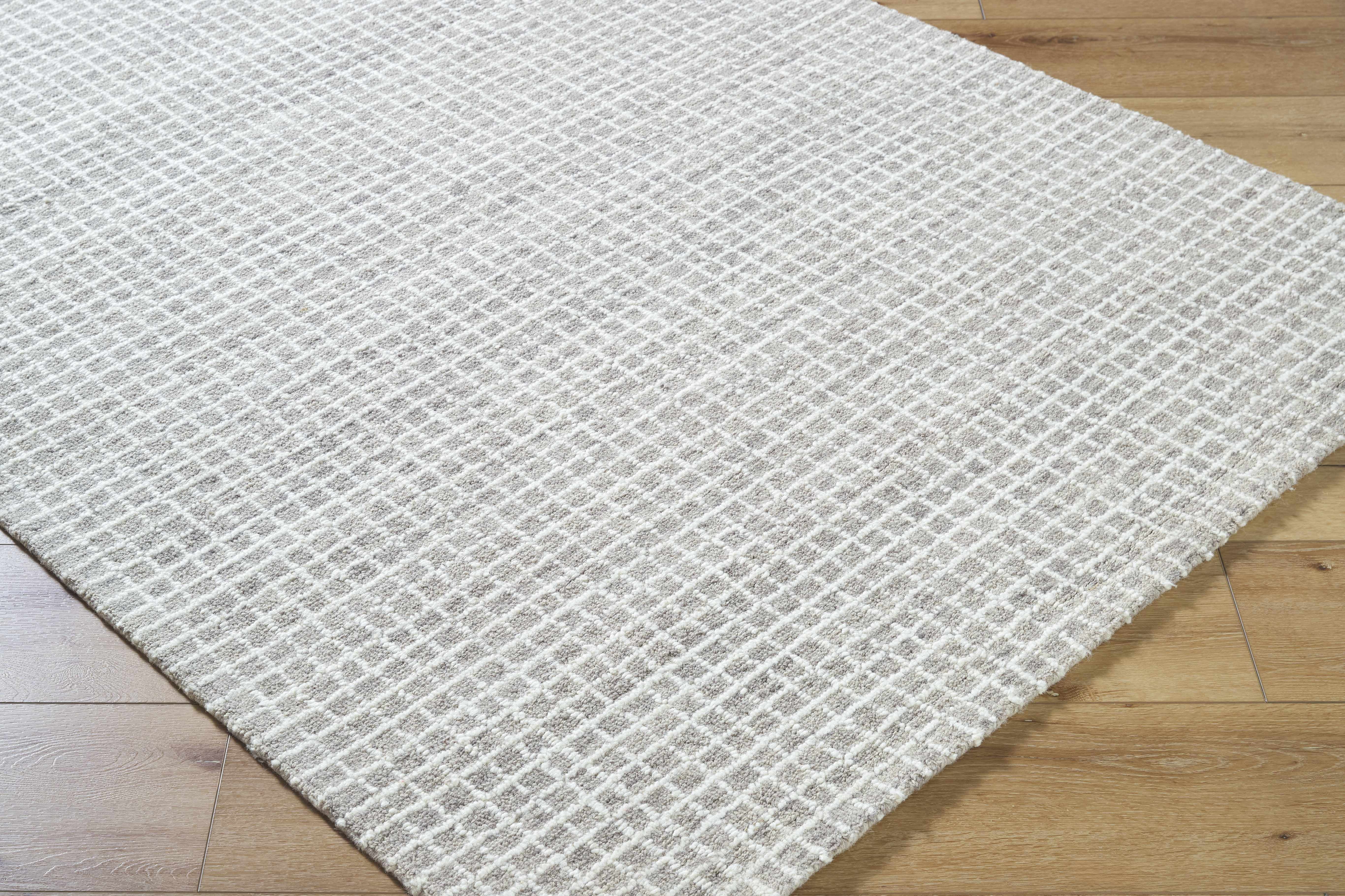 Hauteloom Anahid Wool Living Room, Bedroom Area Rug - Contemporary - Light Silver, Off White, Slate Blue - 8' x 10'