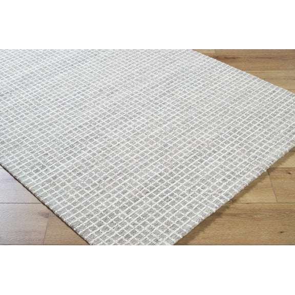 Hauteloom Anahid Wool Living Room, Bedroom Area Rug - Contemporary - Light Silver, Off White, Slate Blue - 8' x 10'