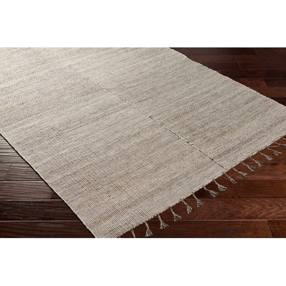 Hauteloom Anaya Recycled Material Living Room, Bedroom Area Rug - Traditional, Transitional - Beige, Black, Medium Gray - 5' x 7'6"