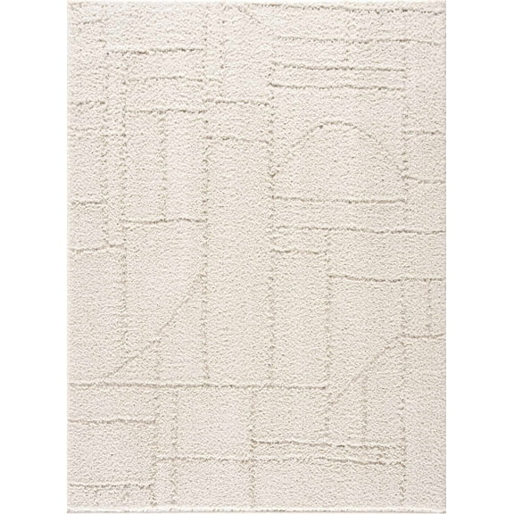 Hauteloom Andia Hallway, Kitchen Runner Rug - Plush Pile - Cream,White - 2'7" x 7'3"
