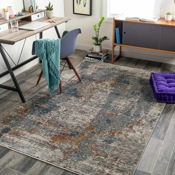 Hauteloom Andreas Living Room, Bedroom Area Rug - Modern - Blue, Pink, Red - 6'7" x 9'6"