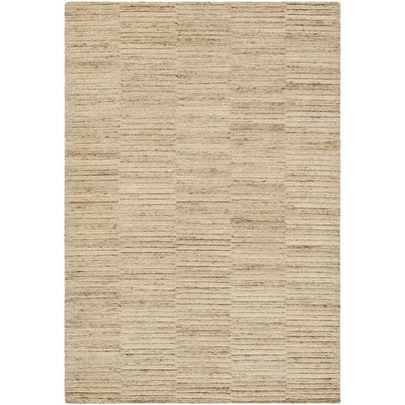 Hauteloom Andred Modern Hand Tufted Natural Fiber Wool Area Rug - Contemporary Broken Striped Textured Carpet for Living Room, Bedroom, Dining Room - Beige, Tan, Taupe - 9' x 12'