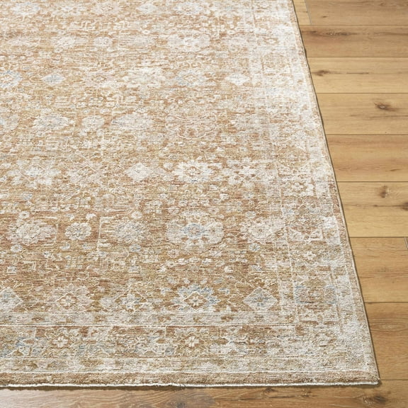 Hauteloom Andres Living Room, Bedroom Area Rug - Traditional - Cream, Blue, Tan - 5'3" Round