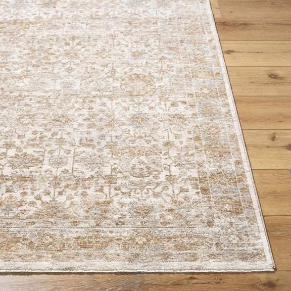 Hauteloom Andres Living Room, Bedroom Area Rug - Traditional - Cream, Tan, Blue - 2' x 2'11"