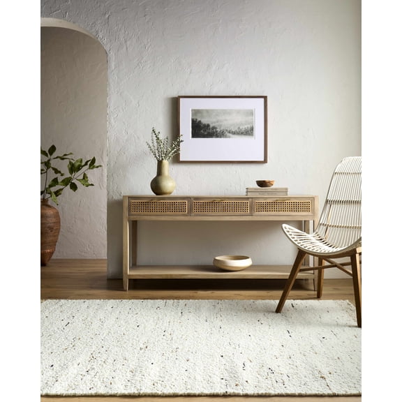 Hauteloom Andrey Boho Hand Woven Natural Fiber Wool Area Rug - Farmhouse Solid Color Carpet for Living Room, Bedroom, Dining Room - Beige, Light Brown - 8' x 10' (8x10)