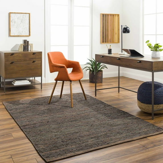 Hauteloom Aneko Living Room, Bedroom Area Rug - Contemporary - Flat Pile - Black, Charcoal - 18" Sample