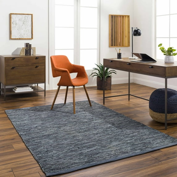 Hauteloom Aneko Living Room, Bedroom Area Rug - Contemporary - Flat Pile - Denim, Blue, Pale Blue - 6' x 9'