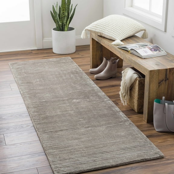 Hauteloom Angie Hallway, Kitchen Runner Rug - Solid & Border - Gray - 2'6" x 8'
