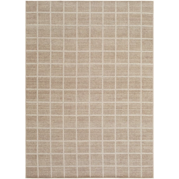 Hauteloom Anicet Modern Hand Woven Wool Blend Soft Checkered Area Rug - Machine Washable Contemporary Square Tiles Carpet for Living Room, Bedroom, Dining Room - Beige, Tan, Cream - 2' x 3'