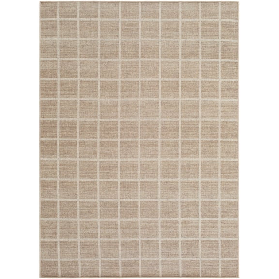 Hauteloom Anicet Modern Hand Woven Wool Blend Soft Checkered Area Rug - Machine Washable Contemporary Square Tiles Carpet for Living Room, Bedroom, Dining Room - Beige, Tan, Cream - 3'6" x 5'6"