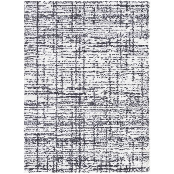 Hauteloom Anisha Living Room, Bedroom Area Rug - Contemporary - Plush Pile - White, Black - 7'10" x 10'