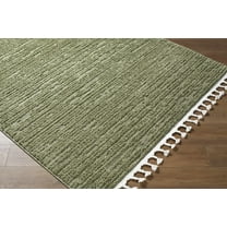 Hauteloom Annily Living Room, Bedroom Area Rug - Bohemian, Transitional - High Pile - Olive, Medium Gray - 5'3" x 7'