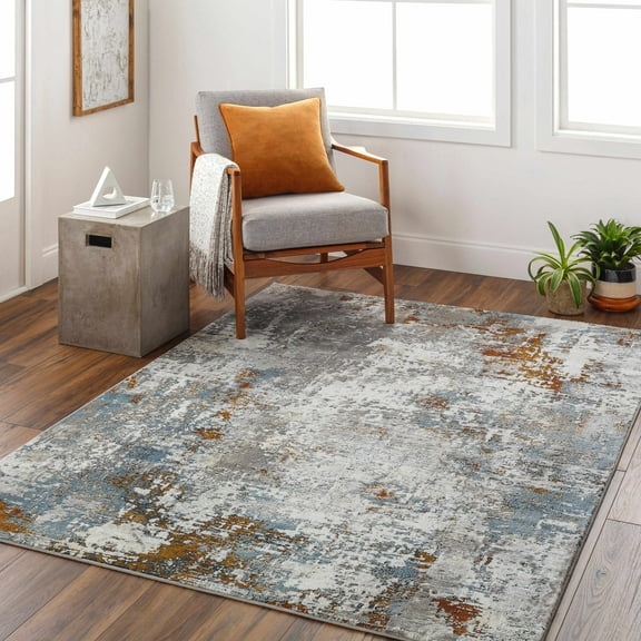 Hauteloom Ansel Living Room, Bedroom Area Rug - Southwestern - Ivory, Charcoal, Black - 18" Sample
