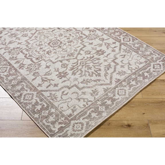 Hauteloom Ansgar Boho Hand Woven Wool Blend Soft Damask Extra Large Area Rug - Machine Washable Traditional Floral Carpet for Living Room, Bedroom, Dining Room - Beige, Taupe, Ivory - 9' x 12'