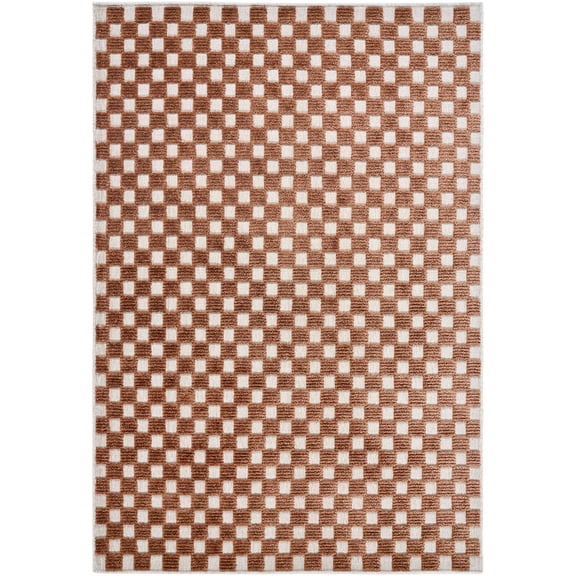 Hauteloom Anthea Hallway, Kitchen Machine Washable Runner Rug - Contemporary - White, Brown - 2'7" x 7'2"