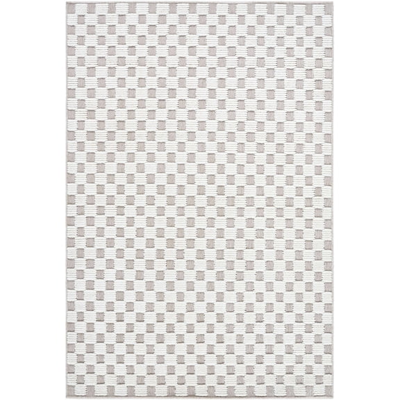 Hauteloom Anthea Hallway, Kitchen Machine Washable Runner Rug - Contemporary - White, Light Gray - 2'7" x 7'2"
