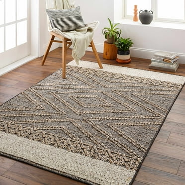 Hauteloom Areli Living Room, Bedroom Patio Outdoor Area Rug - Black, Brown, Gray - 5'3" x 7'