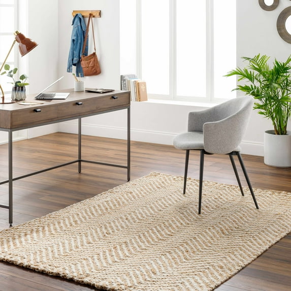 Hauteloom Aren Jute Living Room, Bedroom Area Rug - Beige, Orange, Brown - 2' x 3'