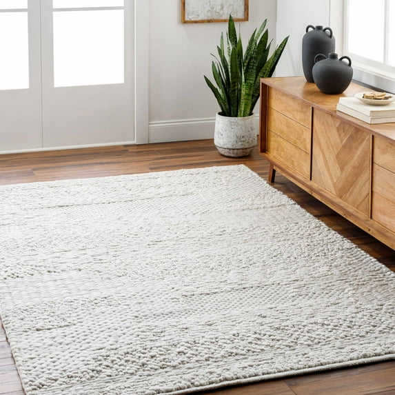 Hauteloom Arezo Recycled Material Living Room, Bedroom Area Rug - Contemporary - Light Gray, Nutmeg, Cloud Gray - 10' x 14'