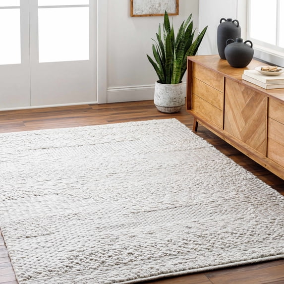 Hauteloom Arezo Recycled Material Living Room, Bedroom Area Rug - Contemporary - Light Gray, Nutmeg, Cloud Gray - 2' x 3'