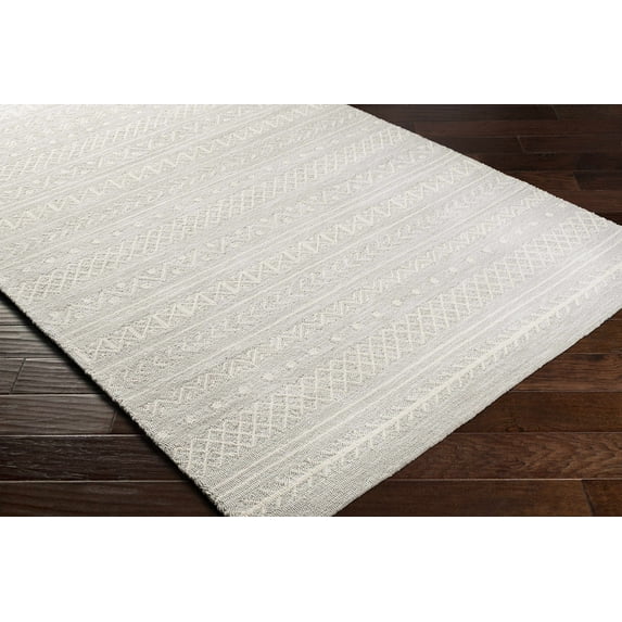 Hauteloom Argenton Living Room, Bedroom Patio Outdoor Area Rug - Bohemian, Transitional - Light Gray, Cream - 8' x 10'