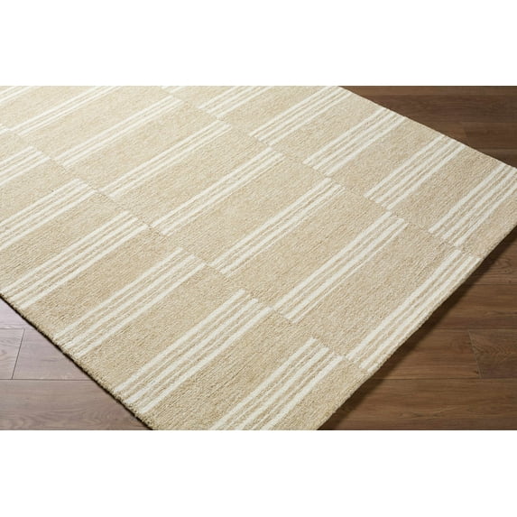 Hauteloom Argyro Wool Hallway, Kitchen Runner Rug - Bohemian, Transitional - Sandstone, Ivory, Beige - 2'6" x 8'