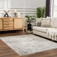 thumbnail image 1 of Hauteloom Arias Machine Washable Farmhouse Traditional Medallion Oversized Area Rug for Living Room - Bohemain Vintage Distressed Bordered Carpet - Cream, Yellow, Blue - 9'2" x 12', 1 of 19