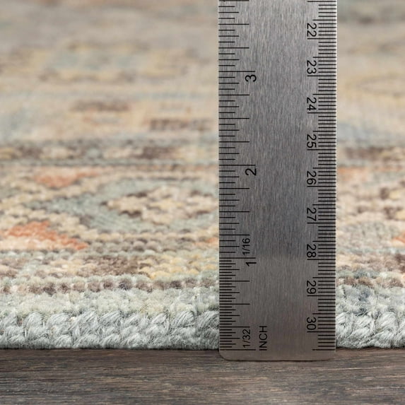 Hauteloom Aripeka Wool Living Room, Bedroom Area Rug - Traditional - Beige, Blue, Camel - 9' x 13'