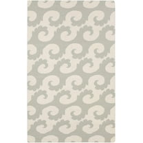 Hauteloom Arkoma Wool Living Room, Bedroom Area Rug - Coastal - Ivory, Medium Gray - 2' x 3'