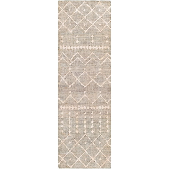 Hauteloom Armidale Jute Hallway, Kitchen Runner Rug - Bohemian, Transitional - Dark Red, Beige, Peach - 2'6" x 8'