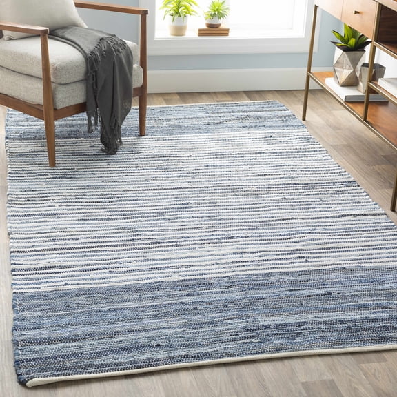 Hauteloom Armona Living Room, Bedroom Area Rug - Natural Fiber - Blue - 5' x 8'