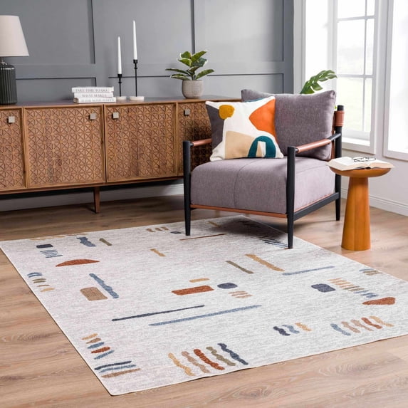 Hauteloom Arnon Living Room, Bedroom Machine Washable Area Rug - Beige, Gray, Brown - 2' x 3'