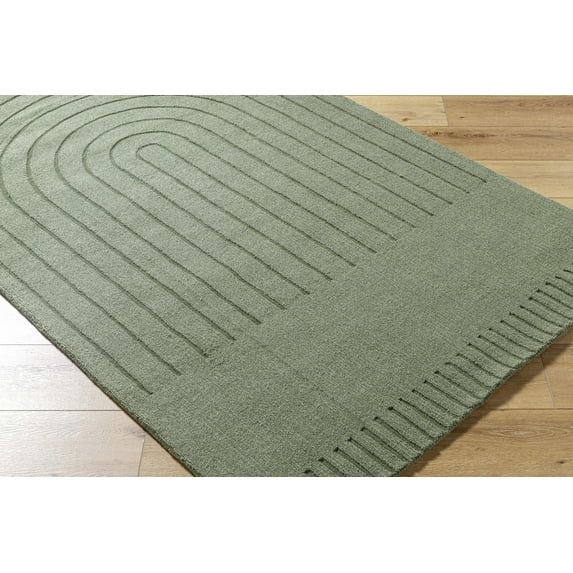 Hauteloom Arnona Wool Living Room, Bedroom Area Rug - Contemporary - Green - 5' x 7'6"