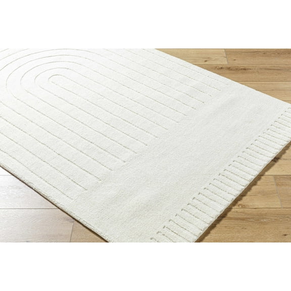 Hauteloom Arnona Wool Living Room, Bedroom Area Rug - Contemporary - Off White - 2' x 3'
